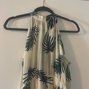 High neck palm maxi dress